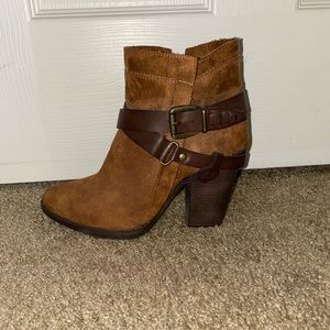 Suede Brown Booties with Heel